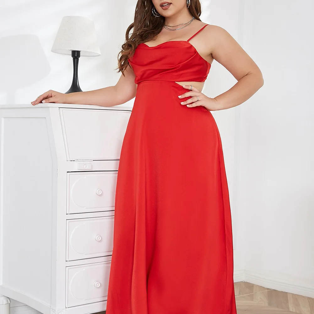 2025 Summer Women's Sexy Backless Dresses Hollow Backless Suspender Long Dress Vestido Plus Size 9XL 8XL 7XL 6XL 5XL XXXXXL