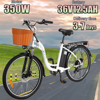E-Bike DYU C6 350W Motor 36V 12.5AH Removable Lockable Battery Electric Bike 26-Inch Tire With Basket City Electric Bicycle