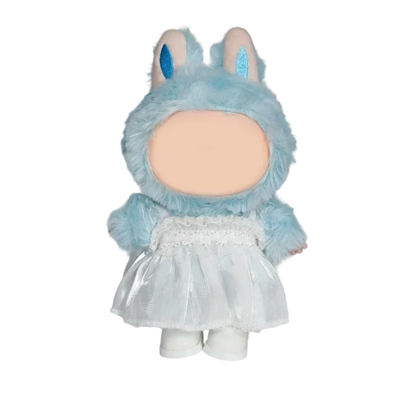 Para muñeca Labubu V1 V2 Ropa de 17 cm: mono y sombrero de suéter a rayas |   Adorable traje de tela Labubu