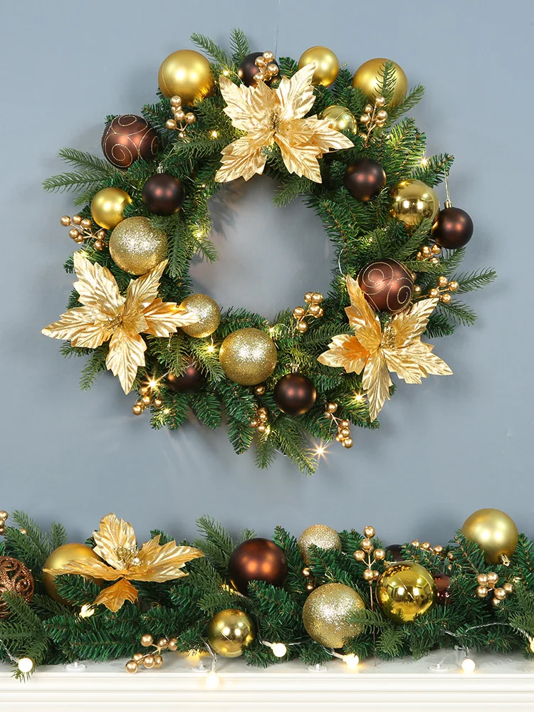 Christmas wreath door hanging 50cm rattan ring new decorative rattan 2m Christmas decorations ornaments Christmas