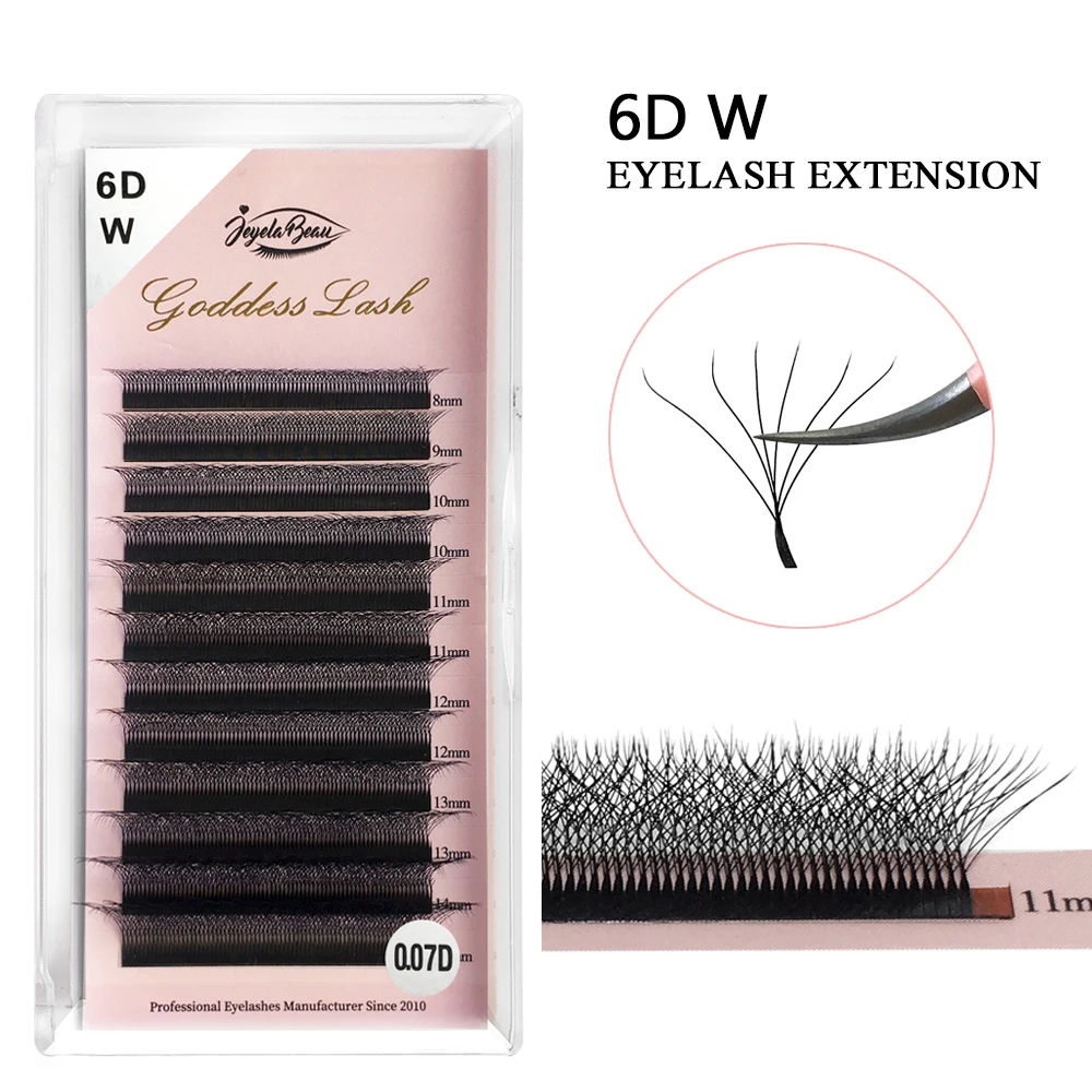 Goddess 6D W Shape Eyelash Extension Handmade Premade Volume Fans Clover W Style Lashes Faux Mink Soft Easy Faning Natural Lashe