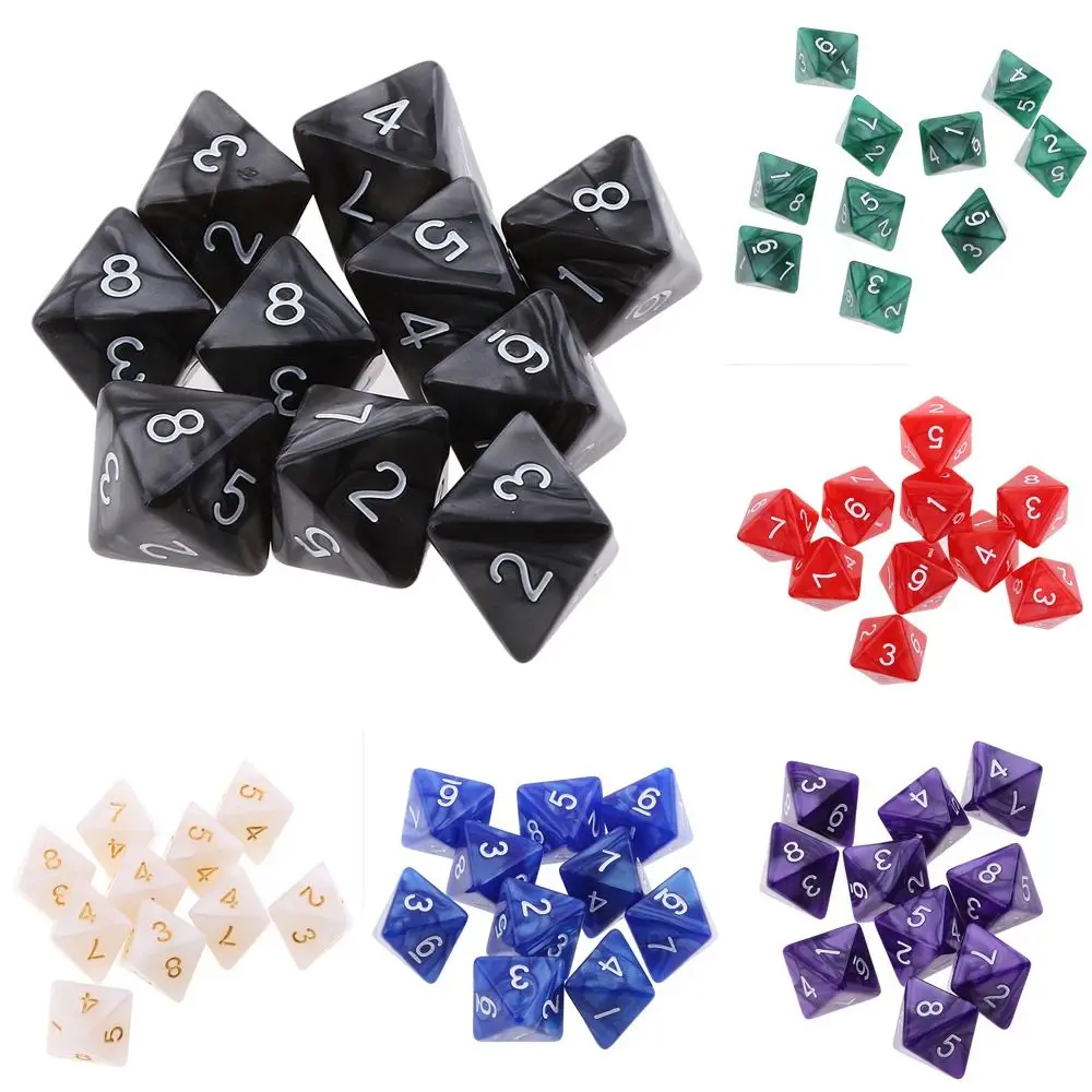

10Pcs/set Multifaceted Game DND Dice 8-sided Party Game Polyhedral Dice Acrylic D8 Colored Game Dice TRPG DND