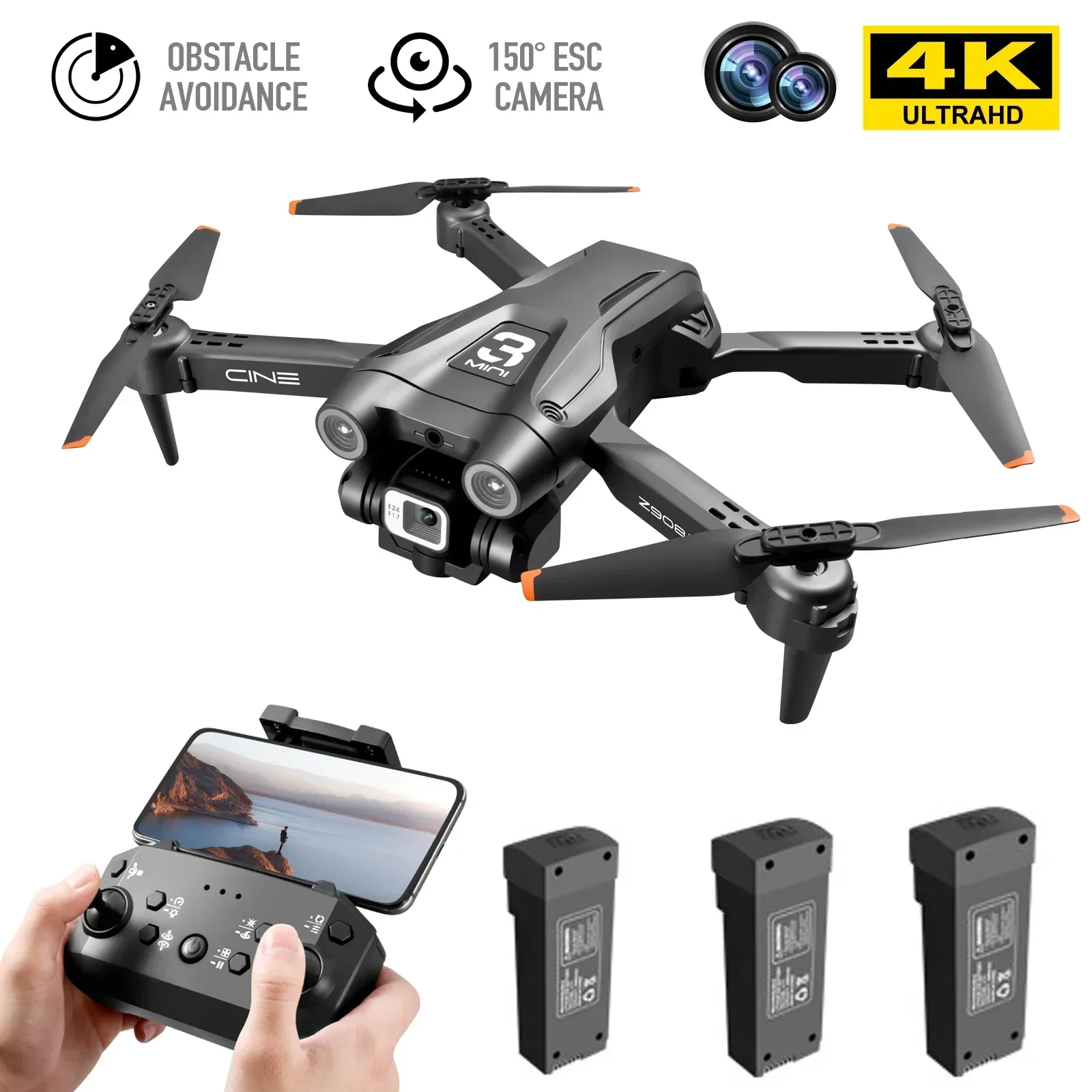 Z908 Pro Rc Drone with Camera 4k Profesional Wifi Obstacle Avoidance Low Battery Alarm Four-Axis Folding Rc Helicopter Toy