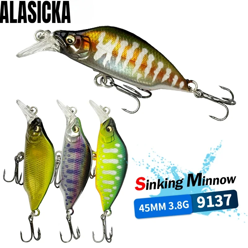 

45MM/3.8G 3D Fisheye Design Submerged Road Runner Bait Minnow Micro Fake Bait Stream Bass Trout Bait High Strength Flat Rings