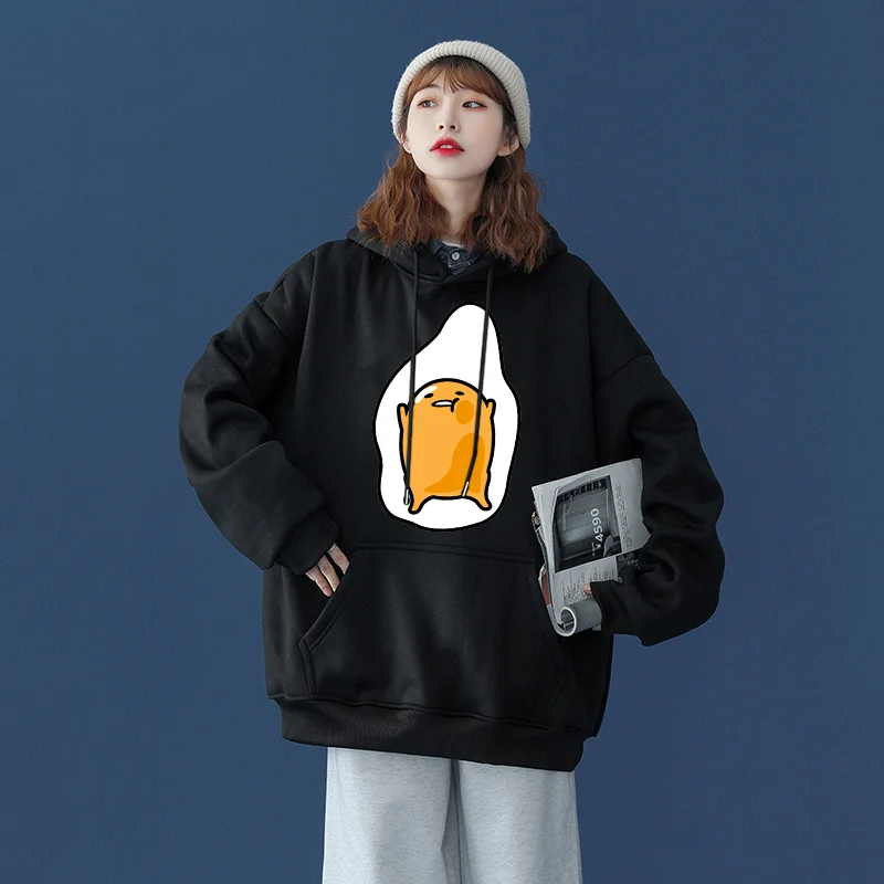 Sanrio Gudetama Men Women Hoodies Casual Hip Hop Streetwear Long Sleeves Sweatshirts Boys Girls Autumn Tops Coats Sanrio Keroppi