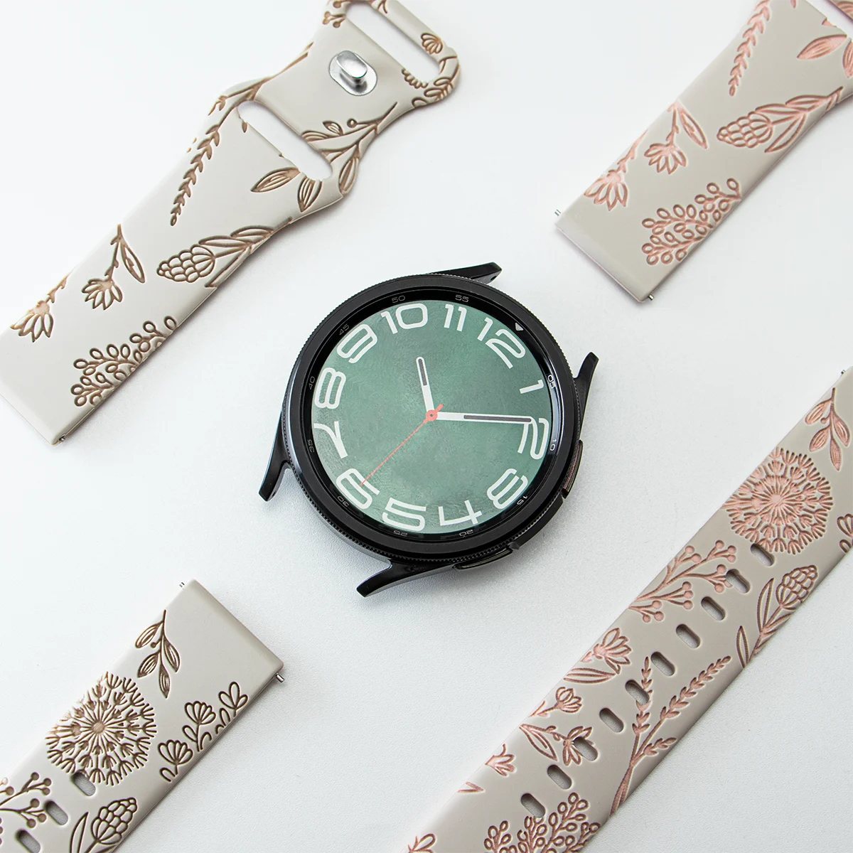 20mm Silicone Band for Samsung Galaxy Watch 7/6/5/4/Active 2 40mm 44mm/Watch 5 Pro 45mm/Watch 3 41mm Engraved Strap
