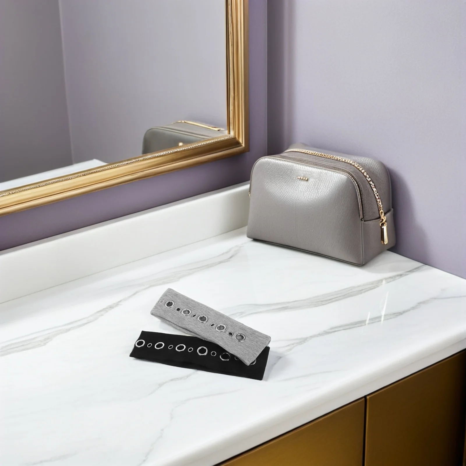 

2Pcs Punk Hollow Out Eyelets Elastic Headband Wide Retro Grunge Stretchy Hair Band Festival Casual Rocker Accessories for Women