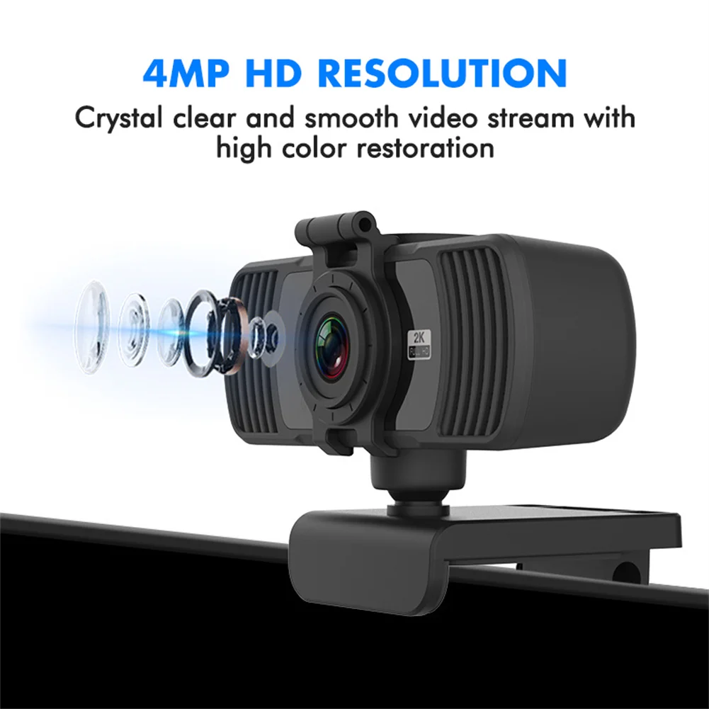 

2K HD USB Webcam with 360° Rotation, Built-in Mic, Noise Reduc, Plug & Play for PC/Conferences/Calls, Windows/Mac Compatible