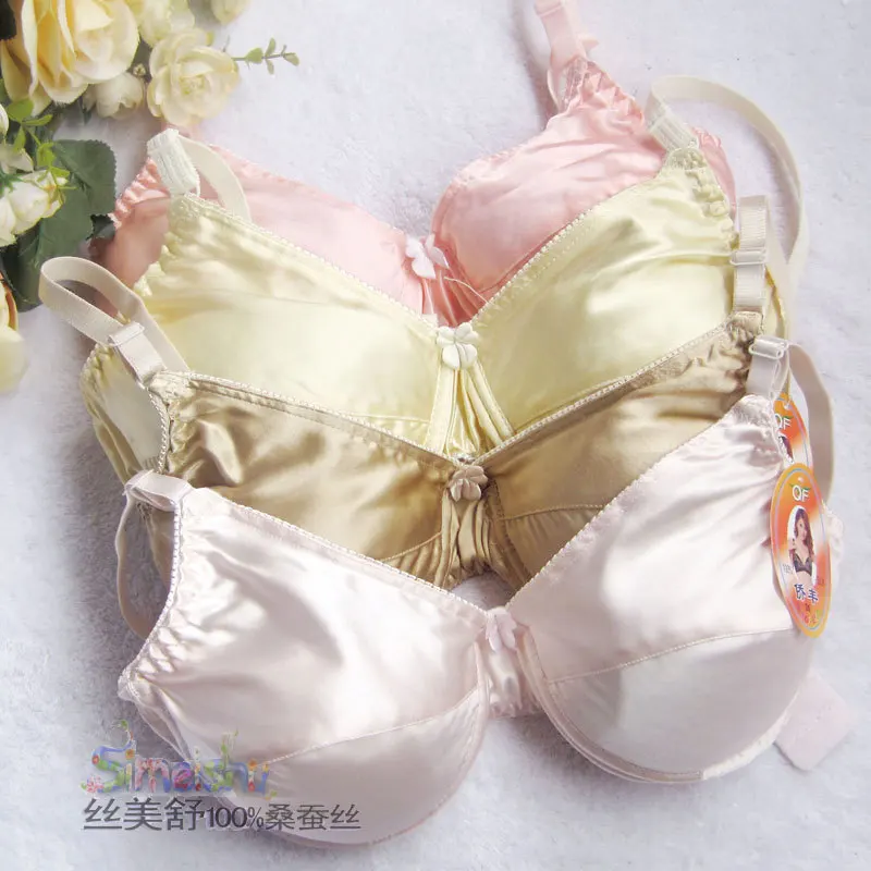 2019 Appliques Solid New Arrival Sutia Bras For Women Sujetador Free Shipping Double Faced Silk Bra Wireless Ultra-thin Pad New