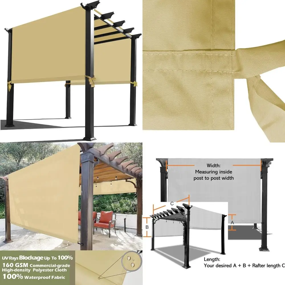 

Universal Waterproof Pergola Canopy Replacement Cover - 12 Feet Long x 9 Feet Wide, Sand Color