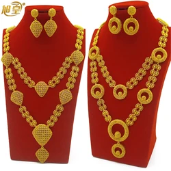 ANIID African 24K Gold Color Jewelry Sets For Women Wedding Dubai Necklace Earrings Nigerian Indian Bridal 2PCS Set Party Gifts
