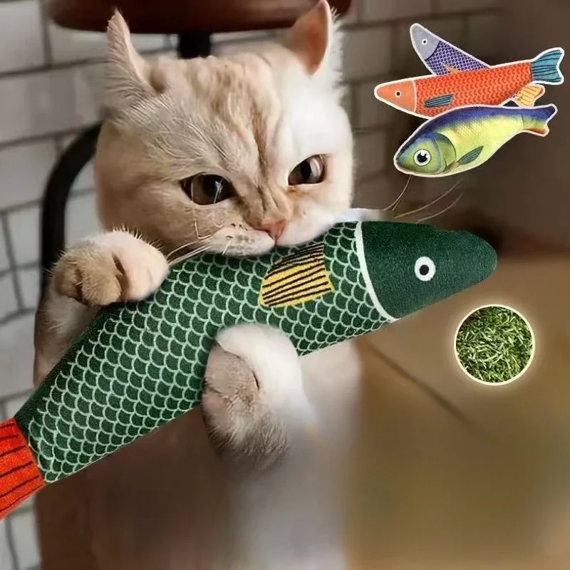 Cat Toy Catnip 3D Simulation Fish Goldfish Kitten Toys Pillowfish Interactive Sounding Cat Chew Bite Plush Toys Cat Supplies