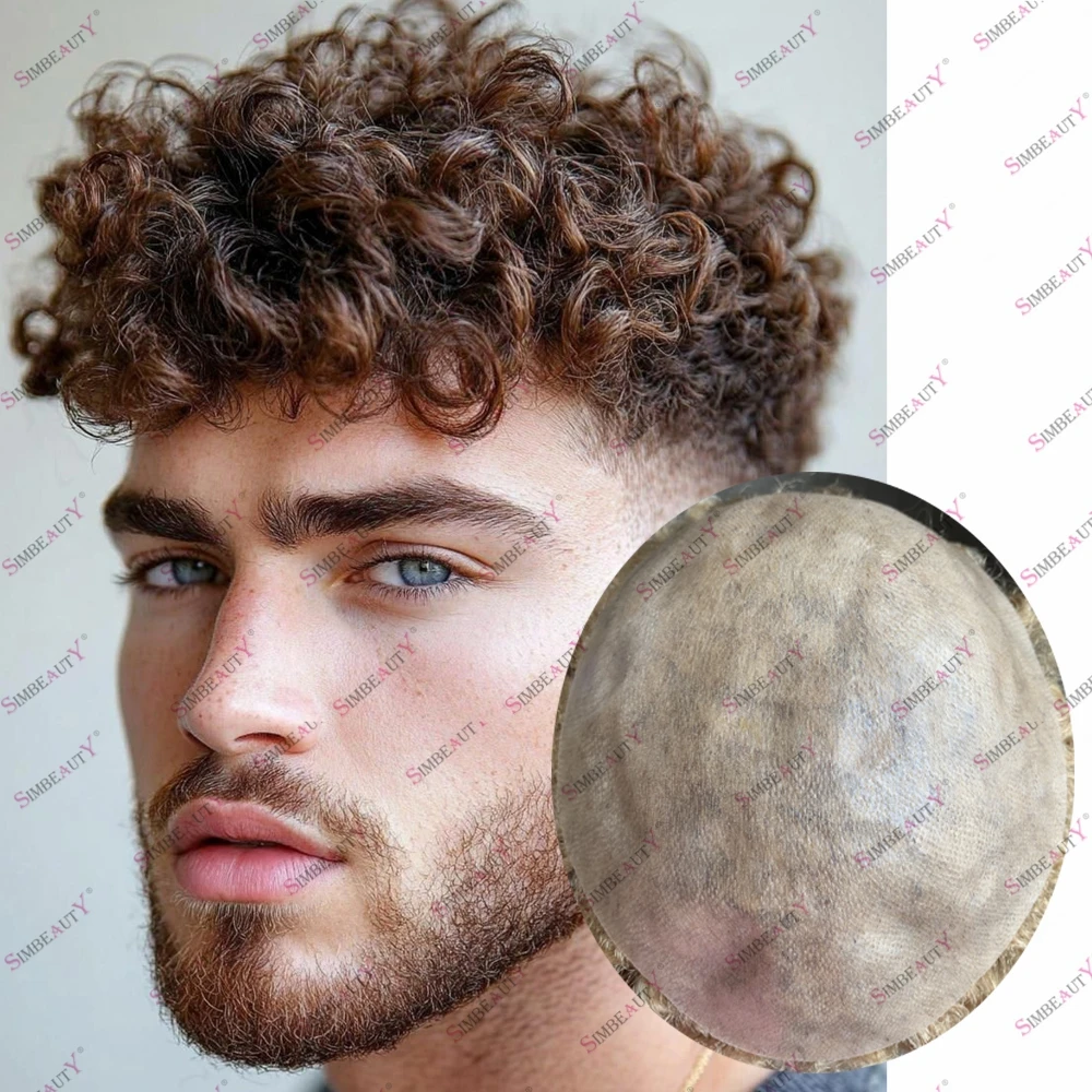 

18 мм светлые человеческие волосы, тонкая кожа, мужской парик, европейская мужская система замены выпадения волос, 0,06 мм, естественная линия волос 18 # 340 # Серый