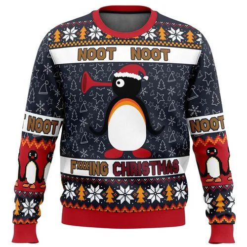 Imagen 1 del producto NOOT NOOT Pingu Ugly Merry Christmas Sweater 2025 nueva moda hombres Sudadera con capucha de gran tamaño pulóver Tops invierno mujer sudadera