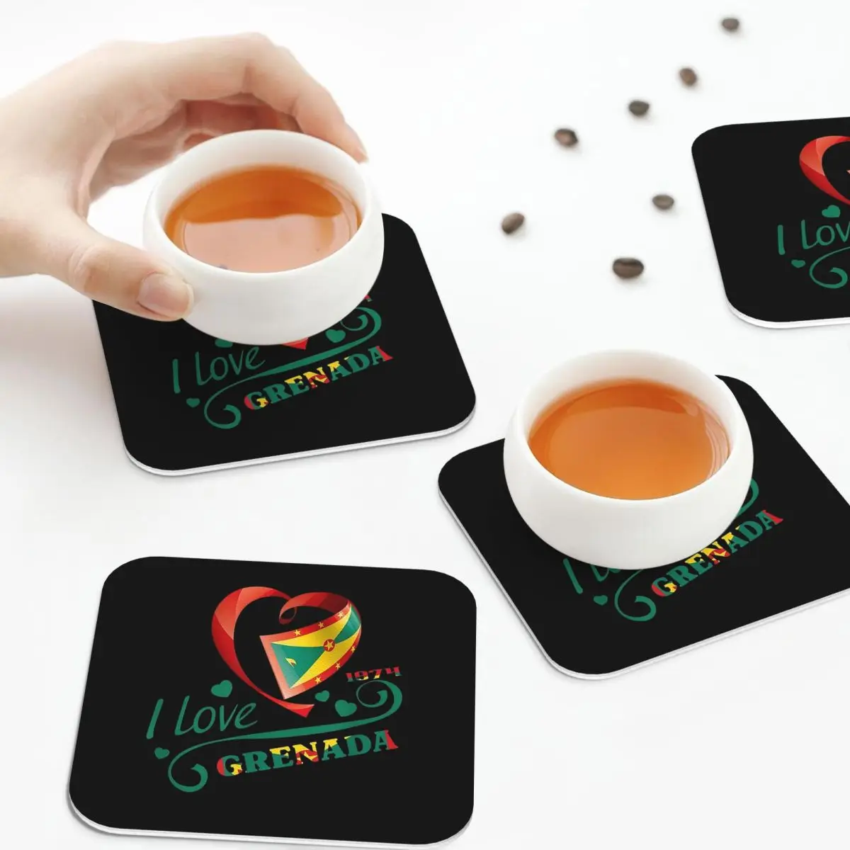

Grenada Independence Day Coasters Kitchen Placemats Non-slip Insulation Cup Coffee Mats For Decor Home Tableware Pads Set of 4