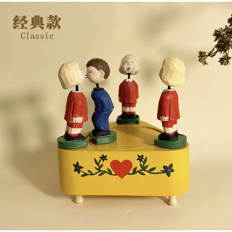 Creative Cheater Pattern Solid Wood Music Box Electric Rotating Decor Gift for Boyfriend Girlfriend