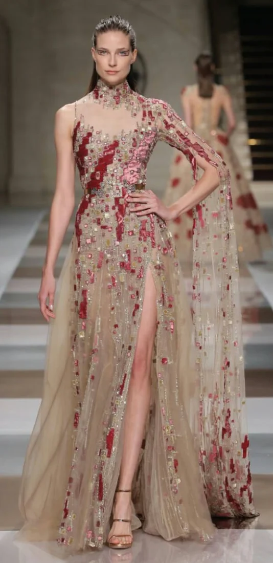 Hot Sale One Long Sleeves Champagne Gold Embroiery Red Velvet فساتين السهرة vestidos de fiesta فساتين سهره evening dresses