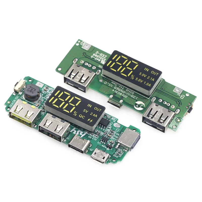 

Плата зарядного устройства для литиевой батареи, внешний аккумулятор для мобильного телефона с двумя USB-портами 5 В 18650 а Micro/USB Type-C, модуль зарядки