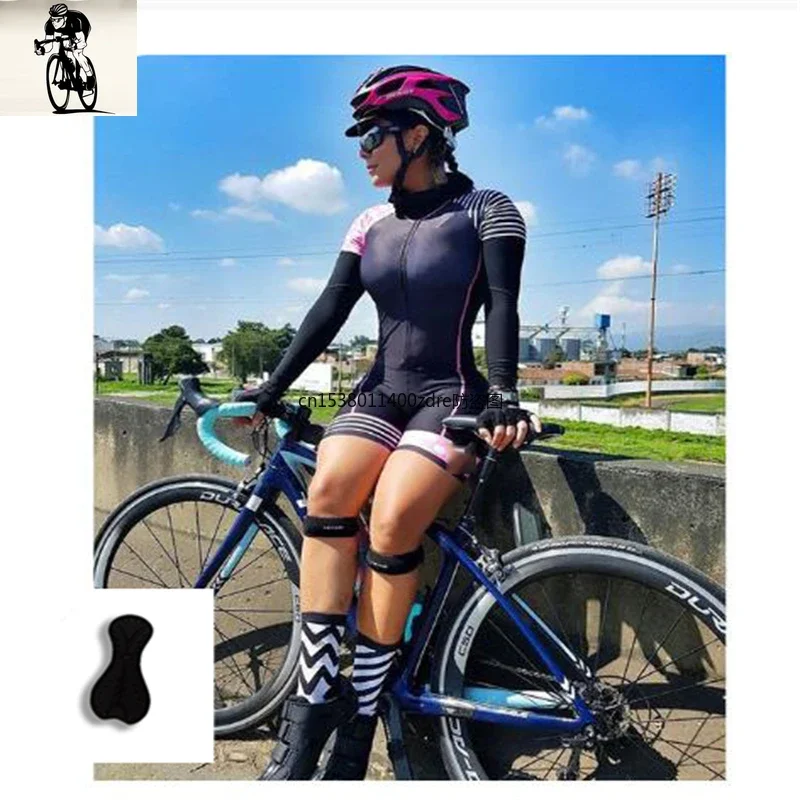 2025 New Bodysuit Shirt Jumpsuit Women's Triathlon Sports Long-sleeved Cycling Jersey Cycling Shorts Suit Sexy Wear Clothing