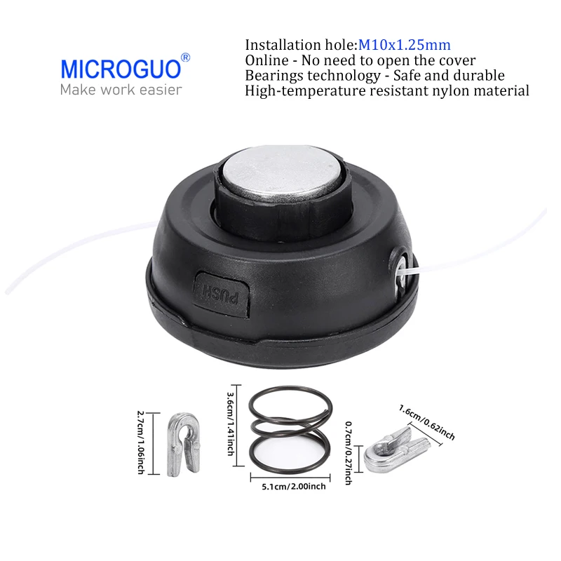 

MICROGUO Grass mower bearing grass cutter M10X1.25mm gardening tool, garden mowing and weeding machine grass cutter head