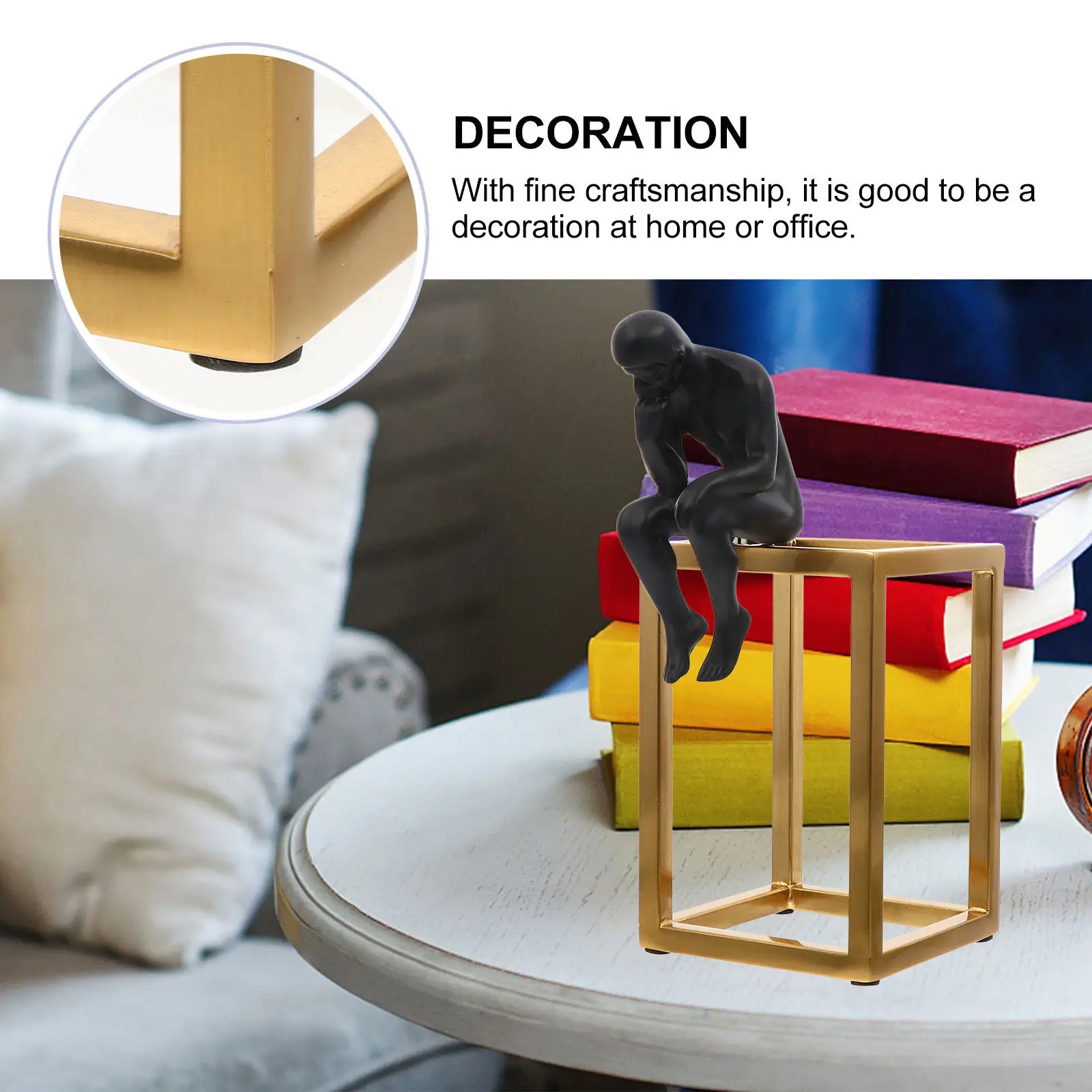 1Set Premium Iron Art Decor European Style Thinker Design Desktop Adornment for Home Office Living Room Kids Room TV Cabinet