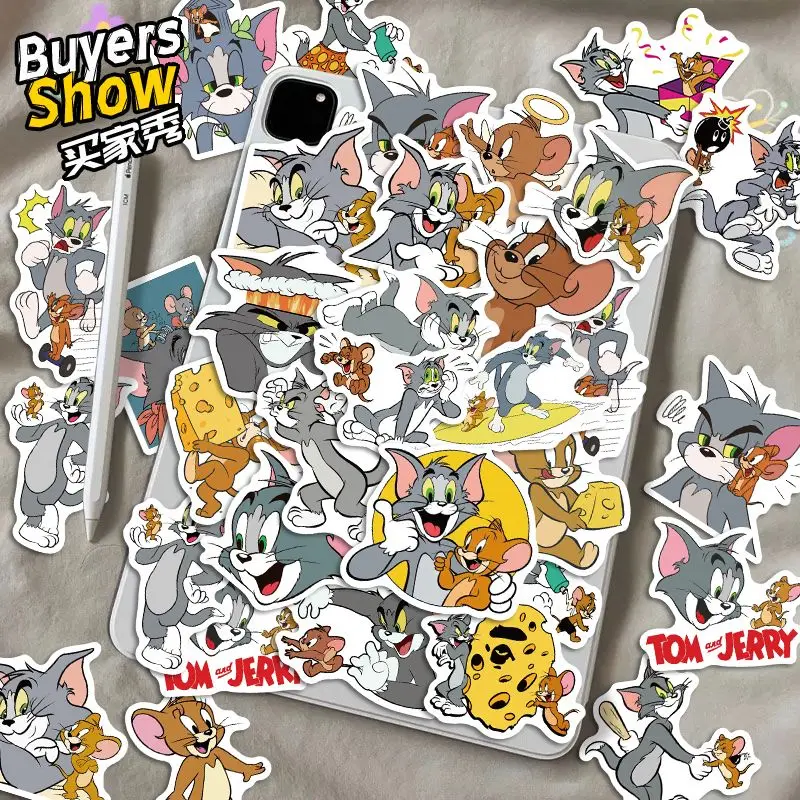 Cute Cartoon Tom Cat and Jerry Mouse Graffiti Stickers Laptop Phone Scrapbook Diary Luggage Stationery Sticker Kid Girl Toy gift