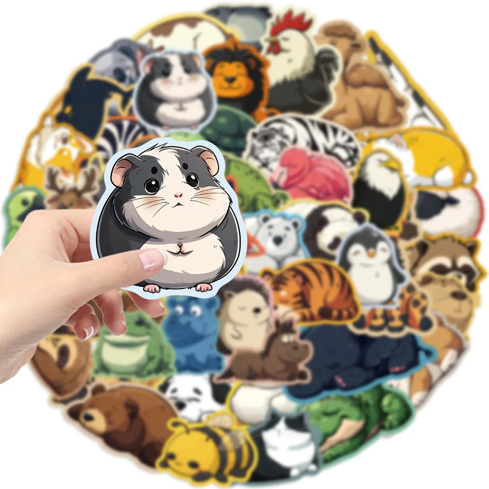 50pcs Cute Chubby Animal Cartoon Graffiti Stickers DIY Phone Laptop Notebook Suitcase Waterproof Sticker Kids Toy Gifts