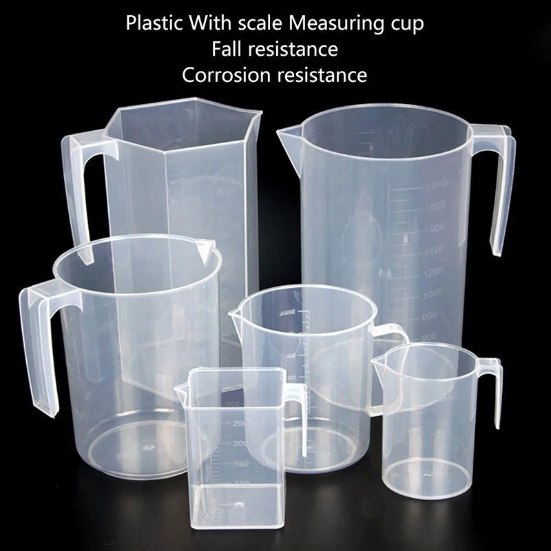 Taza medidora de plástico para cocina, jarra para superficie de boquilla, 200/250/500/1000/1500 ML
