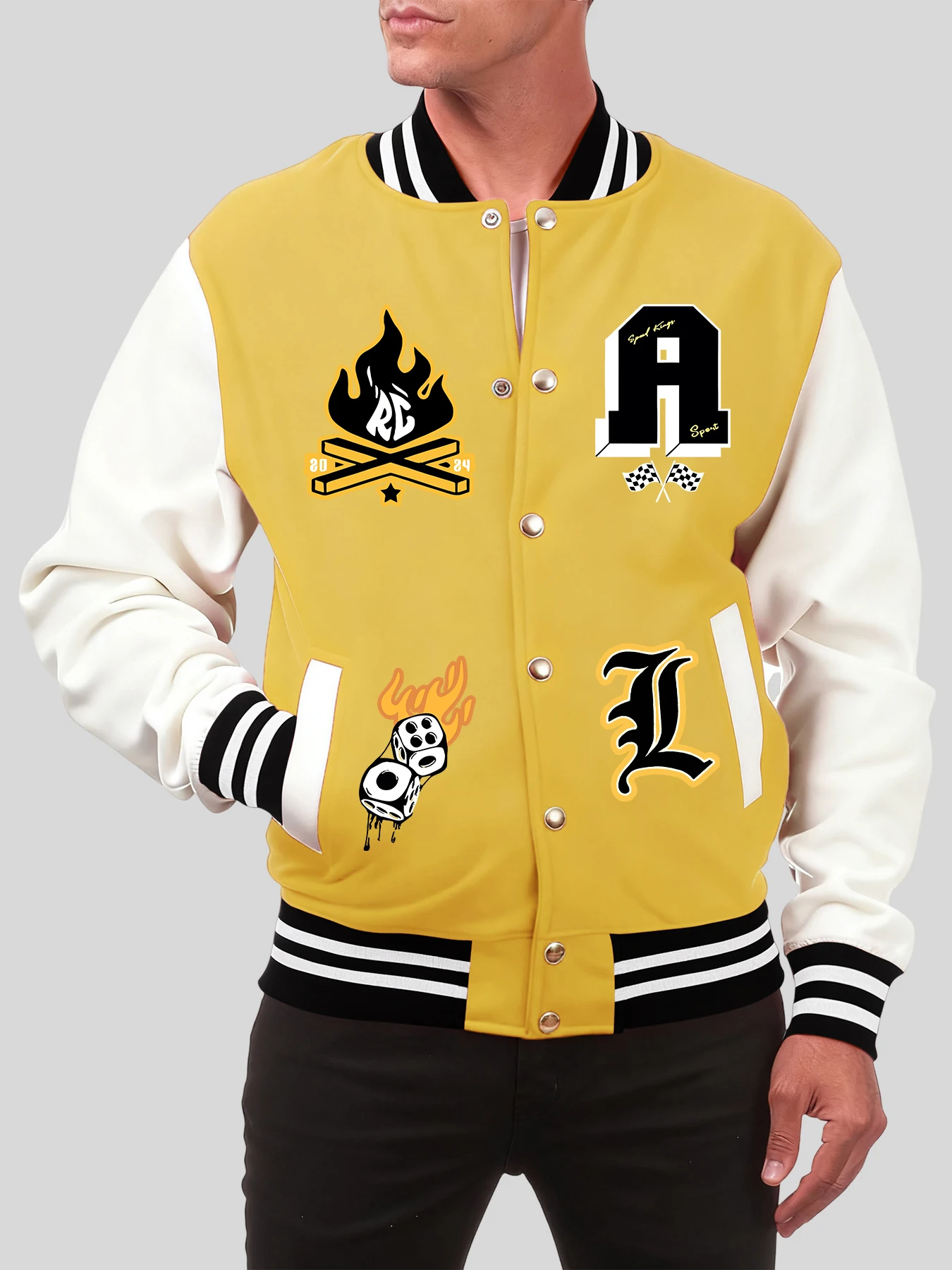 

Hold A Relaxing Exercise Here Printing Jackets Men American Cotton Baseball Uniform Autumn Loose Sportswear Colorful Clothes