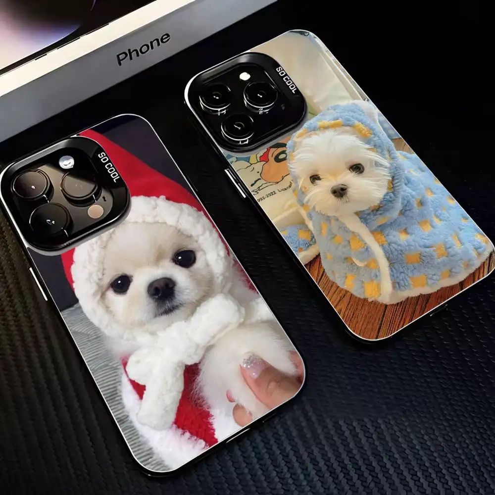 

Soft And Cute Pomeranian Dog Phone Case For iPhone 16,15,14,13,12,11,Mini,Pro,MAX Black Matte Shockproof Cover