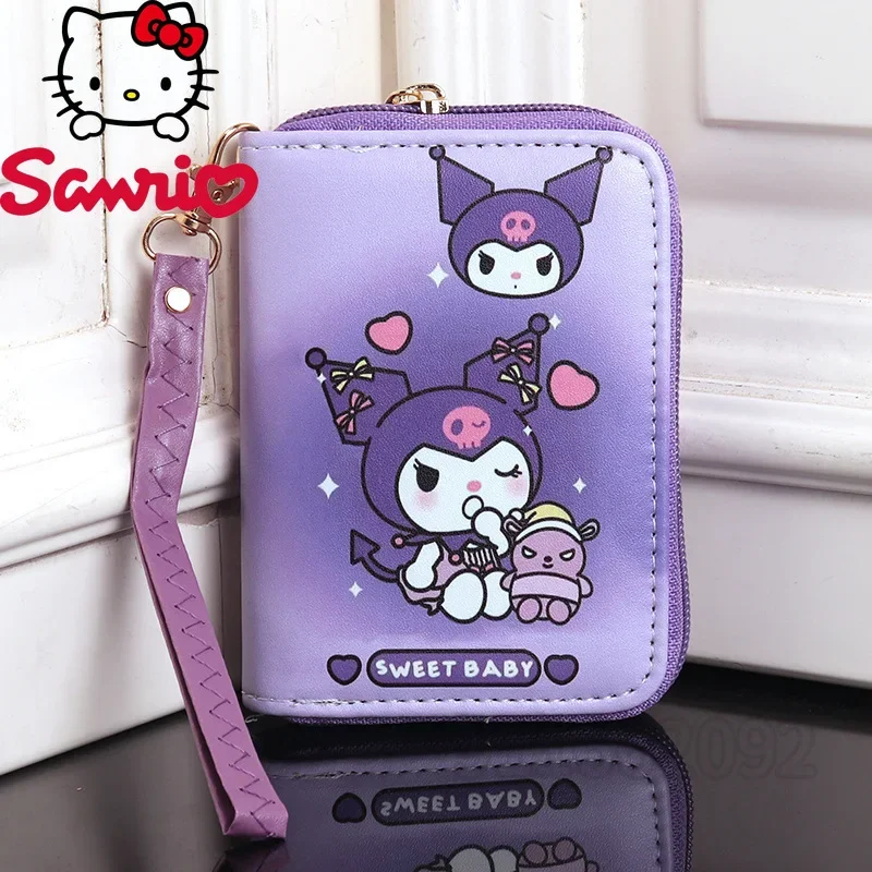 Sanrio Kuromi New Coin Purse Cartoon Cute Girl Wallet Fashion Trend Portable Short Coin Purse Multiple Card Slots Large Capacity
