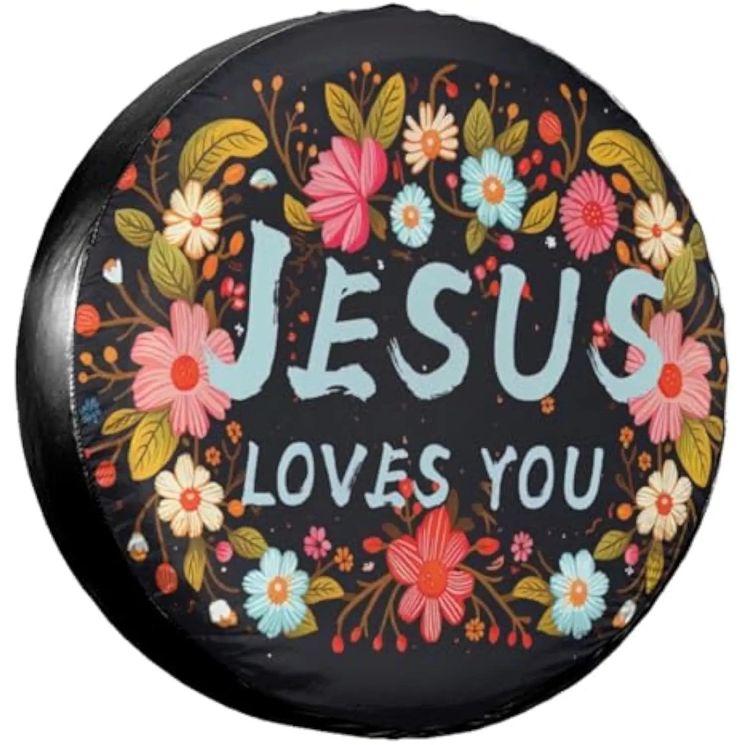 

Чехол для запасного колеса с цветочным принтом «Иисус любит тебя», защита от атмосферных воздействий, защита от солнца и пыли, защита колес