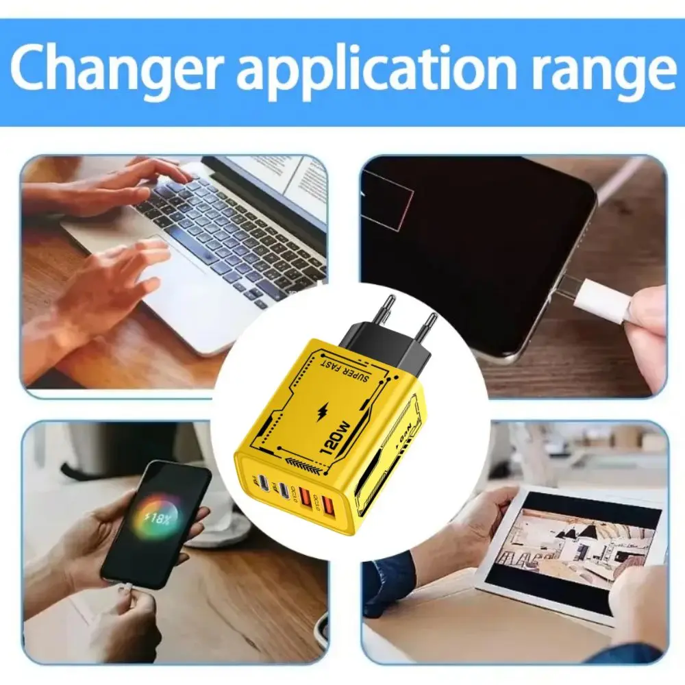 Ładowarka GaN 120W Ultra Szybkie Ładowanie QC 3.0 Ładowarka do Telefonu Typ-C USB-C Ładowarka do Laptopów Akcesoria do Urządzeń Mobilnych