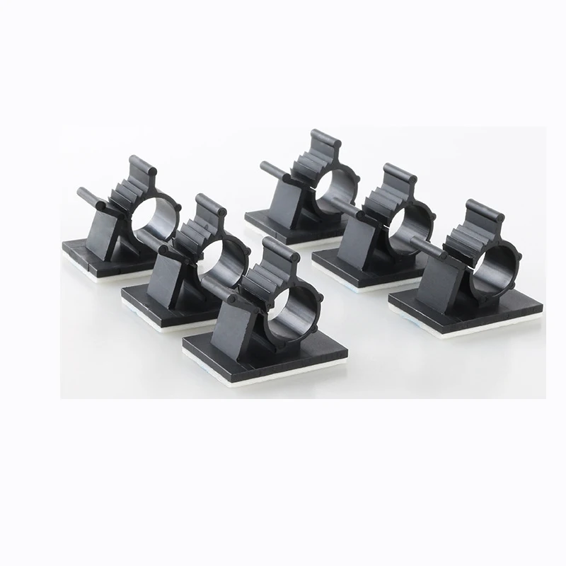 100PCS Self-Adhesive Cable Organizer Clips Adjustable Desktop Wire Management USB Winder Line Clamp Sticky Holder Black