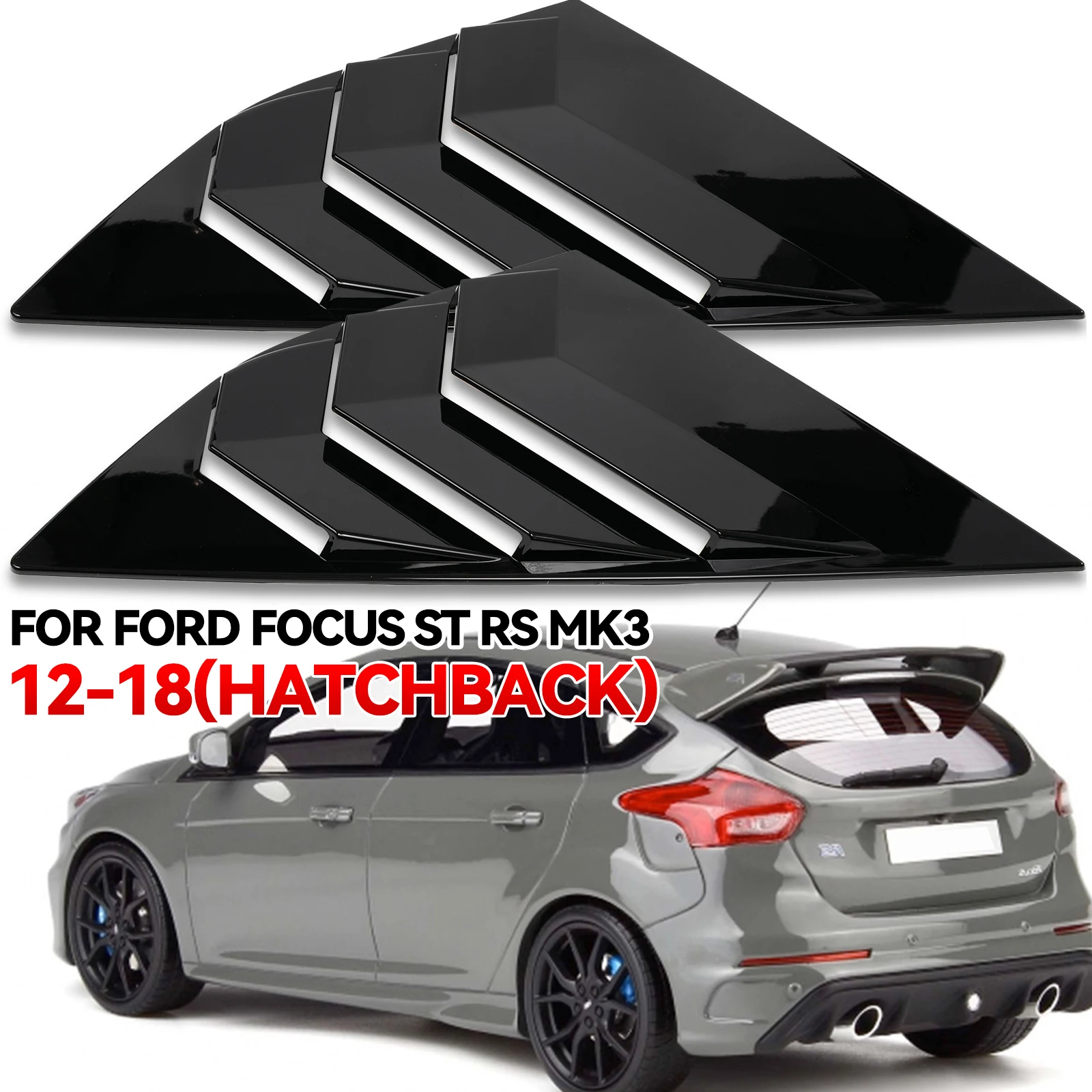 

2pcs For Ford Focus ST RS MK3 2012-2018 Hatchback Rear Window Louvers Car Blinds Side Tuyere Louvers Vent ABS Accessories Style