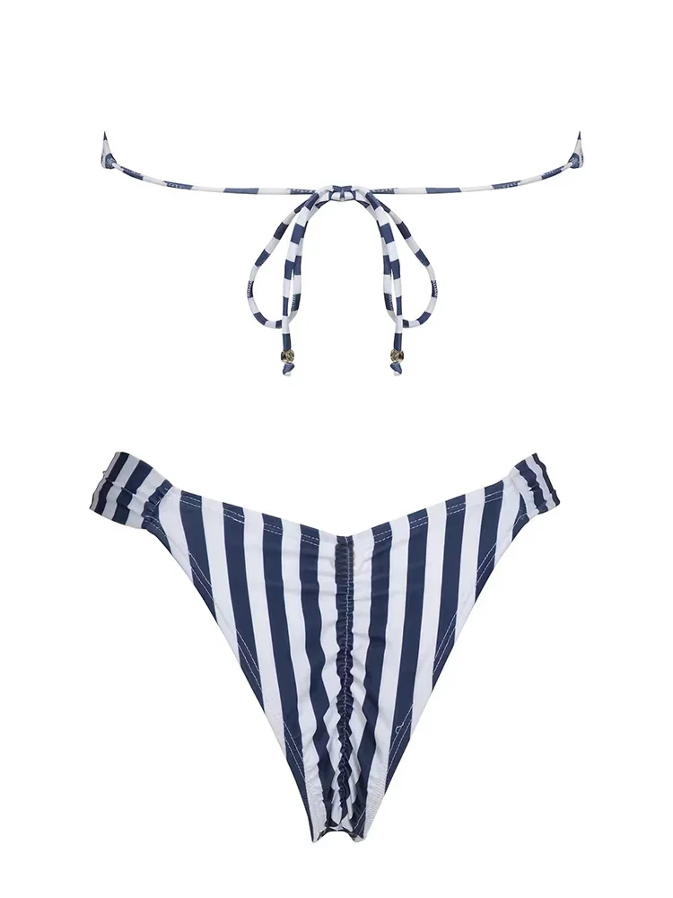 เซ็กซี่ Bandeau บิกินี่ผู้หญิงลายชุดว่ายน้ํา Thongs ชุดว่ายน้ํา Biquini Beachwear ชุดว่ายน้ําเซ็กซี่สองชิ้นแหวนชุดบิกินี่