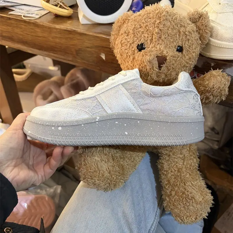 German Trainer Sneakers Women Retro White Shoes Lace Ribbon Breathable Mesh Casual Trainers 2026 Spring - view 3