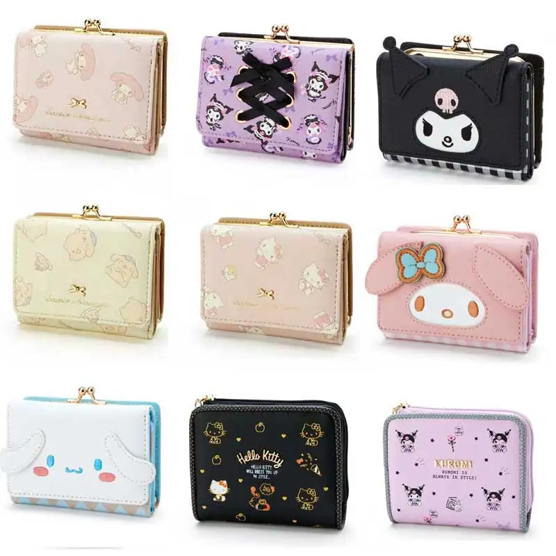 

Kawaii Sanrio, Hello Kitty Pocketbook My Melody, рулон корицы, Pringle Kuromi из искусственной кожи, складной кошелек, сумка для карт, Женский Walle