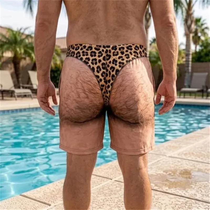 Funny 3D Novelty Butt Prank Print Swim Trunks Quick Dry Quirky Personality Beach Board Shorts Summer Fun Party Gift for Friend