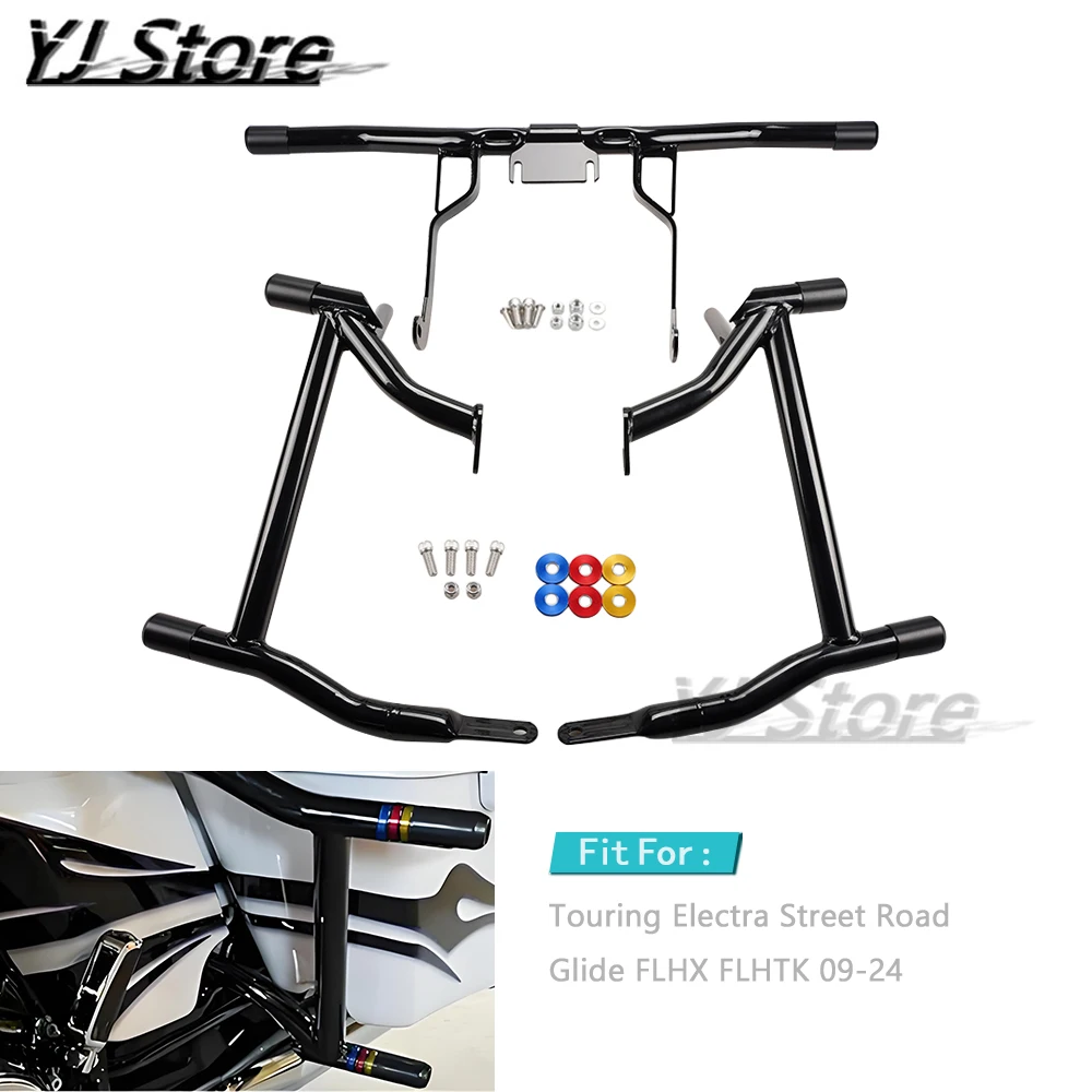 

Подходит для Harley Road Glides Street Glides Road Glides FLHT FLHX 2014-2023, задняя седельная сумка для мотоцикла, защита от ударов, кронштейн для рельсов