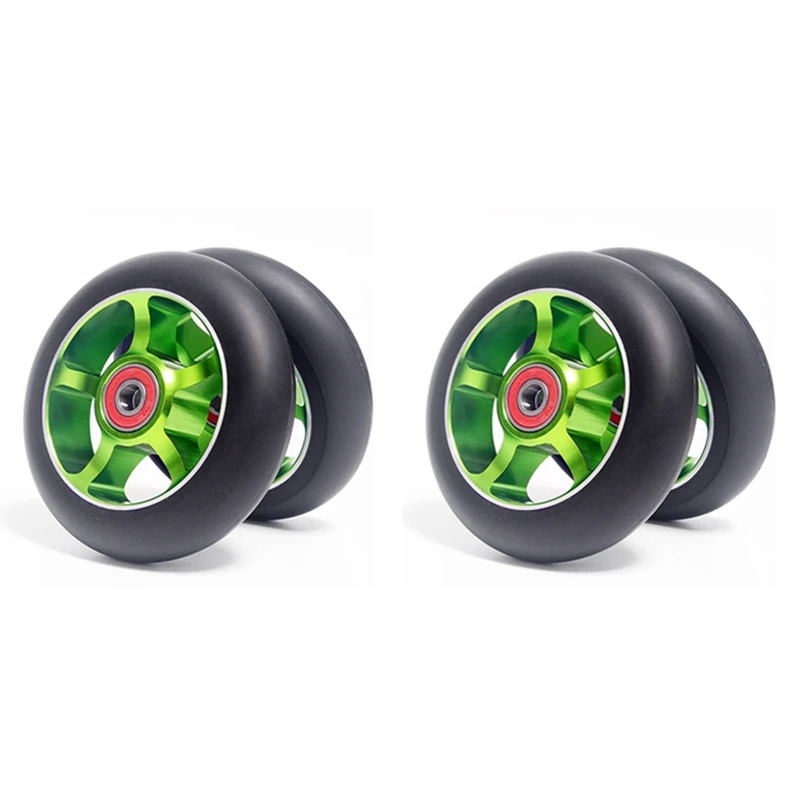 4Pcs 100Mm Scooter Replacement Wheels With Bearings Aluminum Wear-Resistant PU Scooter Parts Scooter Accessories,Green