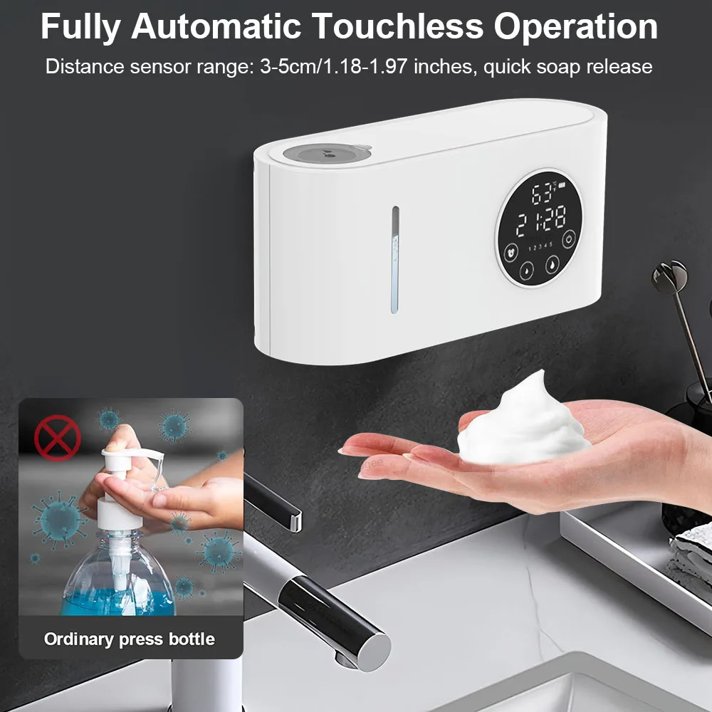 Liquid Soap Dispenser Wall-mounted Automatic Soap Dispensers Large Capacity Touchless Rechargeable Sensor Soap Dispenser