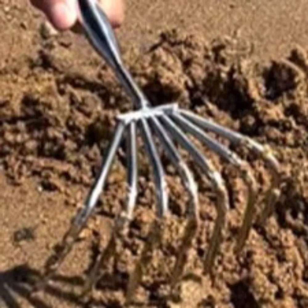 Stainless Steel Weed Puller 2-7 Teeth Upgrade Hand Rake Garden Tool Small Manganese Steel Garden Rake