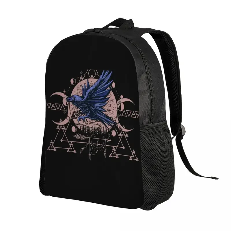 Raven Wiccan-Sacs à dos Mandala pour femmes et hommes, cartable pour étudiants, convient aux sacs pour ordinateur portable de 15 pouces