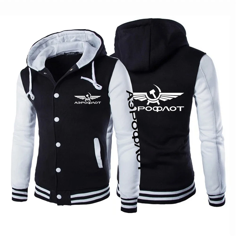 

2024 Spring Autumn Aeroflot Aviation Russe Pilote Aerospace Baseball Uniform Jackets CCCP Casual Fashion Patchwork Hoodies Coats