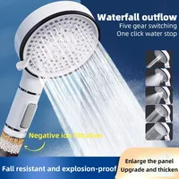New 5 Modes Shower Head Handheld Powerful Flow with Beads Filter Pressure Boost Water Saving ShowerHead Shower Accessories