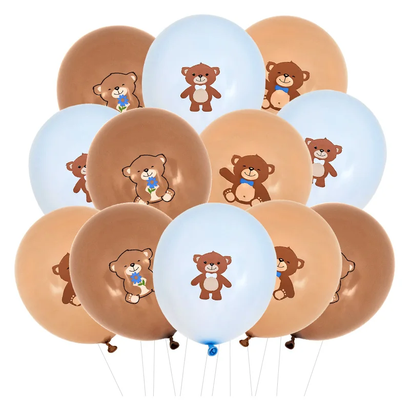 12pcs 12 Inch Cute Bear Printed Latex Balloons for Kids Baby Shower Party Air Globos Boys Girls Birthday Decorations Supplies