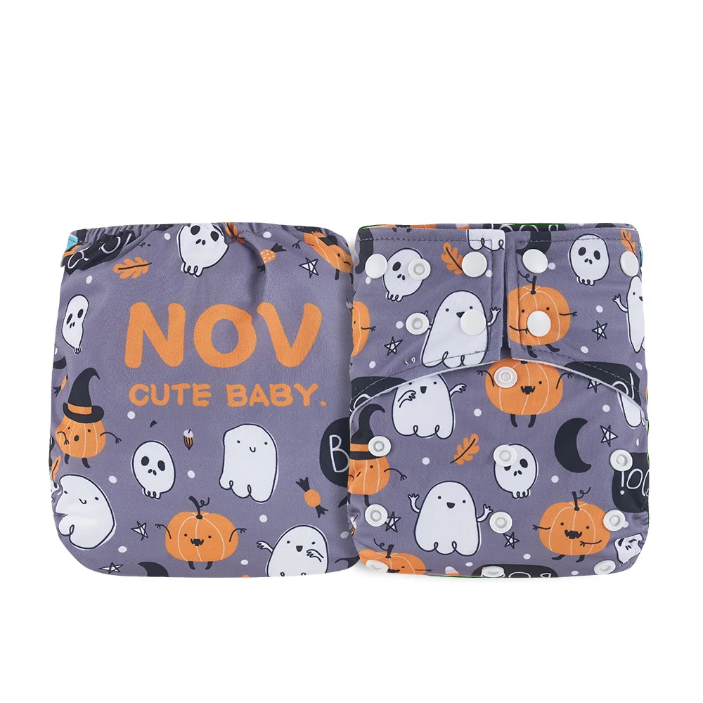 Halloween Christmas Position Print Waterproof Baby Cloth Diaper Adjustable Washable Pocket Cloth Diaper