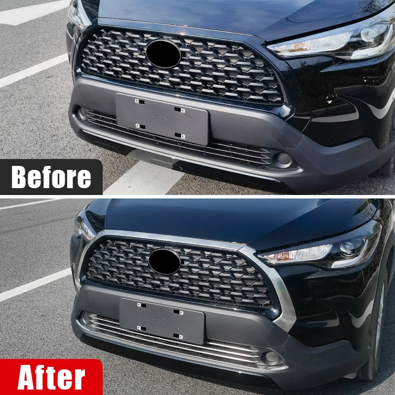 For Toyota Corolla Cross 2021 2022 2023 2024 XG10 Stainless Car Front Bumper Grille Trim Cover Grills Frame Exterior Accessories