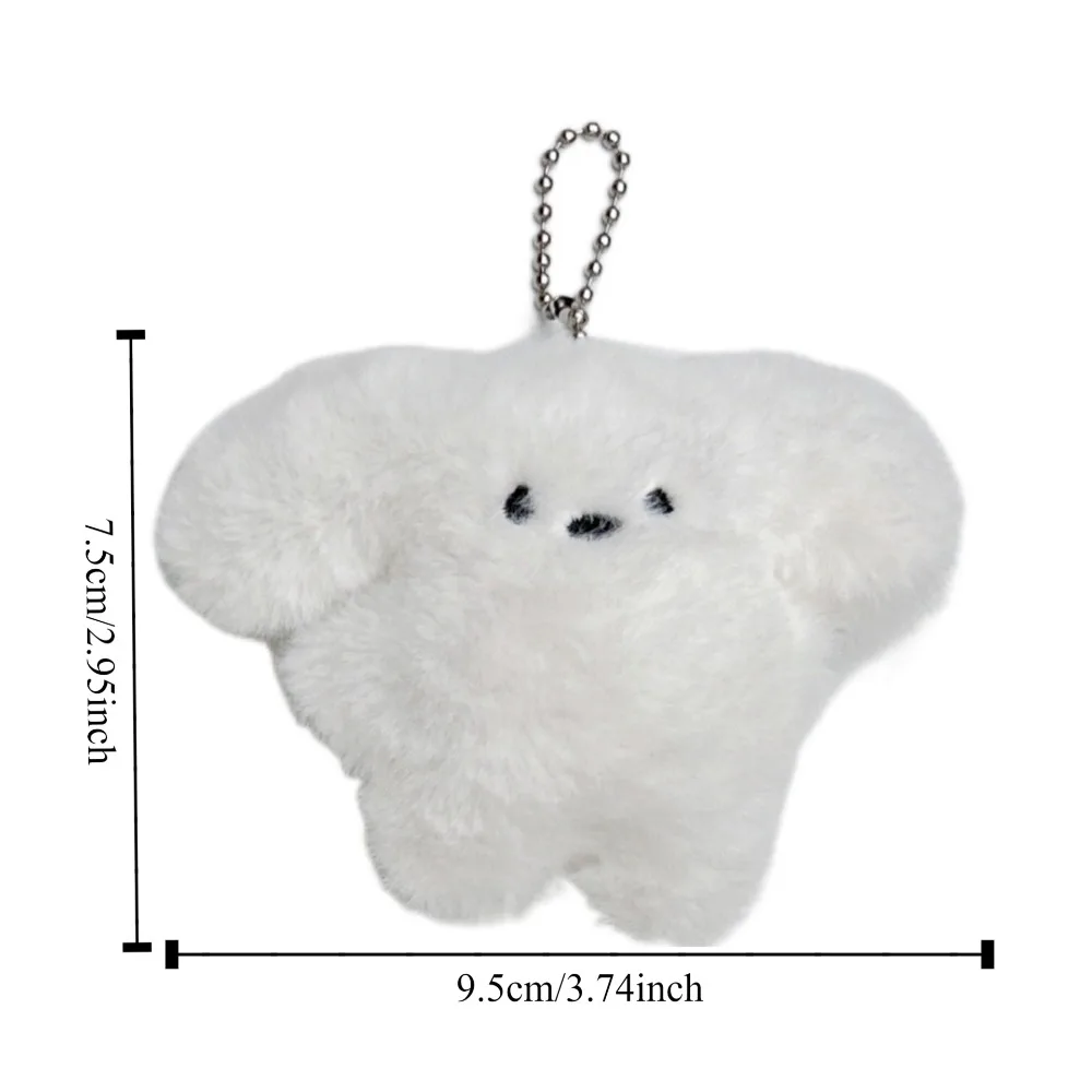 Squeak White Dog Plush Keychain Small Bell Bow Plush Doll Pendant Pendant Stuffed Puppy Plush Keyring Christmas Gift